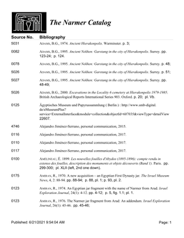 The Narmer Catalog