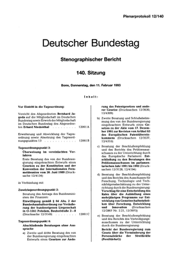 Stenographischer Bericht 140. Sitzung