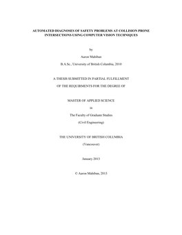 Automated Diagnoses of Safety Problems at Collision Prone Intersections Using Computer Vision Techniques