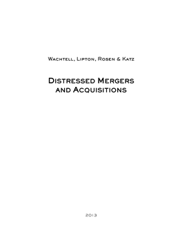 Distressed Mergers and Acquisitions