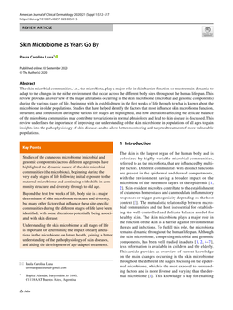 Skin Microbiome As Years Go By