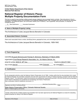 National Register of Historic Places Multiple Property Documentation Form