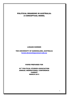 Political Branding in Australia: a Conceptual Model