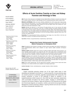 Effects of Acute Fenthion Toxicity on Liver and Kidney Function And