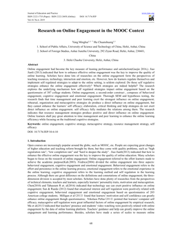 Research on Online Engagement in the MOOC Context