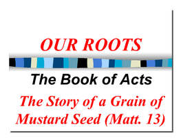 The Book of Acts the Story of a Grain of Mustard Seed (Matt. 13) Why “Acts of the Apostles”?