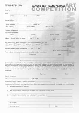 Official Entry Form
