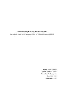 The Power of Discourse an Analysis of the Use of Language Within the Collective Memory of 9/11