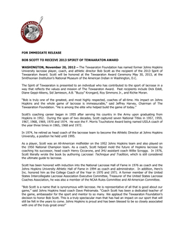 For Immediate Release Bob Scott