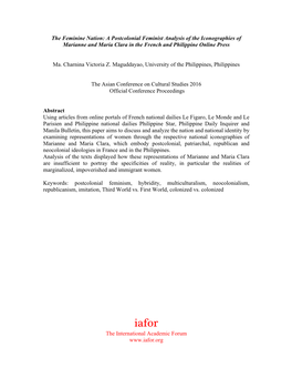 A Postcolonial Feminist Analysis of the Iconographies of Marianne and Maria Clara in the French and Philippine Online Press