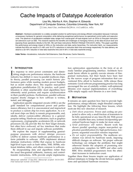 Cache Impacts of Datatype Acceleration Lisa Wu, Martha A