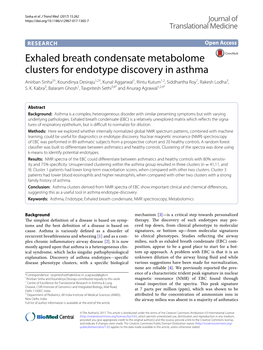 Exhaled Breath Condensate Metabolome Clusters for Endotype Discovery in Asthma