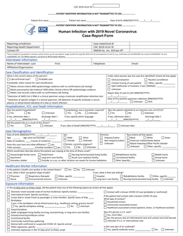 Human Infection with 2019 Novel Coronavirus Case Report Form