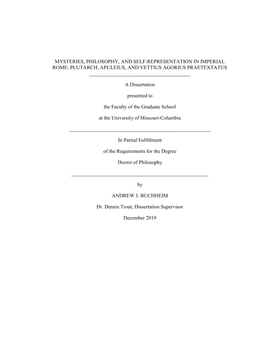 Plutarch, Apuleius, and Vettius Agorius Praetextatus ______