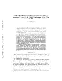 Arxiv:1906.00943V3 [Math.GT] 19 Jun 2019 We Explain Several Terminologies