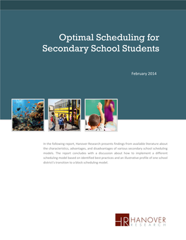 Optimal Scheduling for Secondary School Students