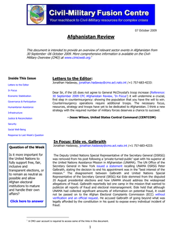 CFC Afghanistan Newsletter