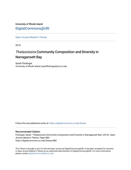 Thalassiosira Community Composition and Diversity in Narragansett Bay