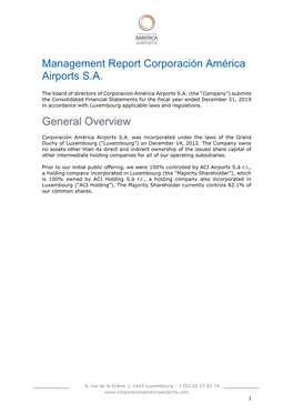 Management Report Corporación América Airports S.A
