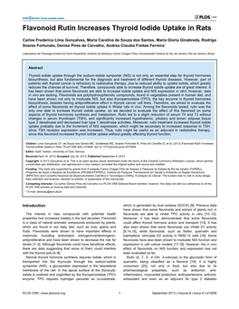 Flavonoid Rutin Increases Thyroid Iodide Uptake in Rats