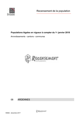 Populations Légales En Vigueur À Compter Du 1Er Janvier 2018