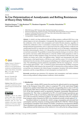 In Use Determination of Aerodynamic and Rolling Resistances of Heavy-Duty Vehicles