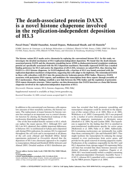 The Death-Associated Protein DAXX Is a Novel Histone Chaperone Involved in the Replication-Independent Deposition of H3.3