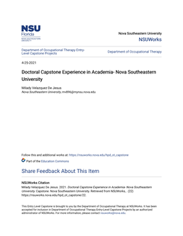 Doctoral Capstone Experience in Academia- Nova Southeastern University