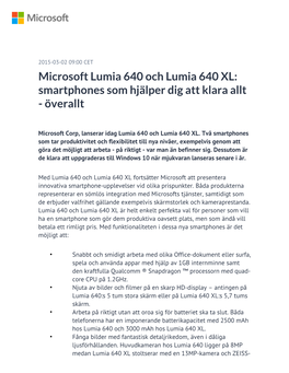 Microsoft Lumia 640 Och Lumia 640 XL: Smartphones Som Hjälper Dig Att Klara Allt - Överallt