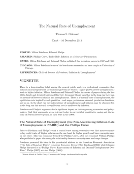 The Natural Rate of Unemployment