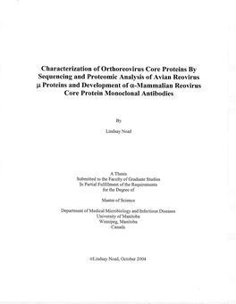 Characterization of Orthoreovirus Core Proteins by Core