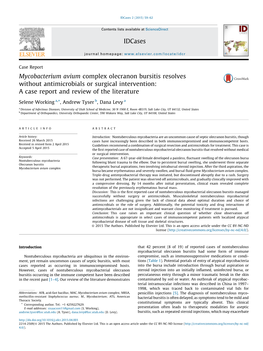 Mycobacterium Avium Complex Olecranon Bursitis Resolves