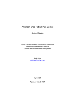 American Shad Habitat Plan Update