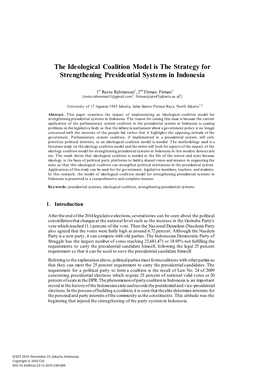 The Ideological Coalition Model Is the Strategy for Strengthening Presidential Systems in Indonesia