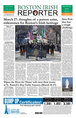 March 17: Thoughts of a Patron Saint, Milestones for Boston's Irish Heritage