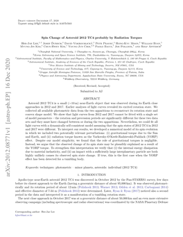 Spin Change of Asteroid 2012 TC4 Probably by Radiation Torques