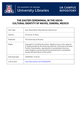 The Easter Ceremonial in the Socio-Cultural Identity Op Mayos, Sonora, Mexico