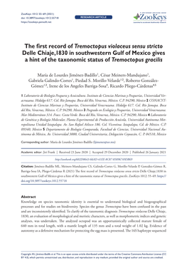 The First Record of Tremoctopus Violaceus Sensu Stricto Delle Chiaje,1830 in Southwestern Gulf of Mexico Gives a Hint of the Taxonomic Status of Tremoctopus Gracilis