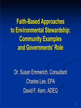 Faith-Based Approaches to Environmental Stewardship