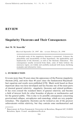 REVIEW Singularity Theorems and Their Consequences