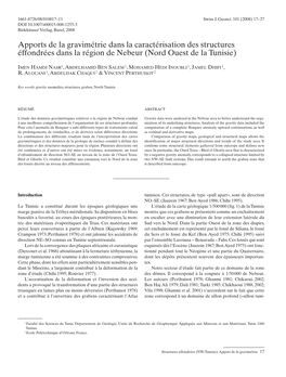 Apports De La Gravimétrie Dans La Caractérisation Des Structures Éffondrées Dans La Région De Nebeur (Nord Ouest De La Tunisie)
