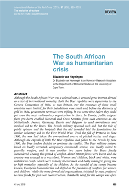 The South African War As Humanitarian Crisis
