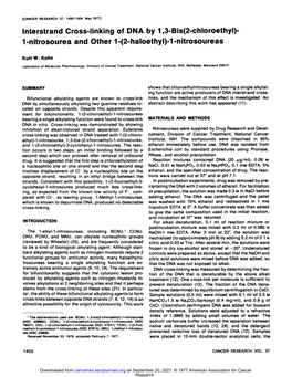 Interstrand Cross-Linking of DNA by 1,3-Bis(2-Chloroethyl)- 1-Nitrosourea and Other 1-(2-Haloethyl)-1-Nitrosoureas