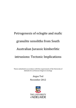 Petrogenesis of Eclogite and Mafic Granulite Xenoliths from South