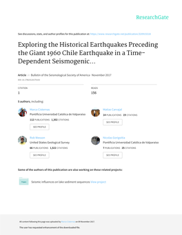 Exploring the Historical Earthquakes Preceding the Giant 1960 Chile Earthquake in a Time‐ Dependent Seismogenic