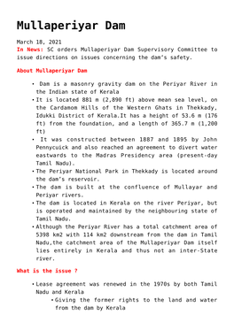 Mullaperiyar Dam