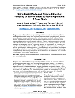 Using Social Media and Targeted Snowball Sampling to Survey a Hard-To-Reach Population: a Case Study