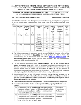 Madhya Pradesh Rural Road Development Authority (An Agency of Panchyat & Rural Development Department, Govt