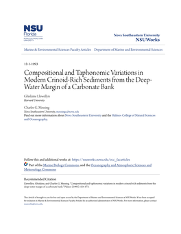 Compositional and Taphonomic Variations in Modern Crinoid-Rich Sediments from the Deep- Water Margin of a Carbonate Bank Ghislaine Llewellyn Harvard University