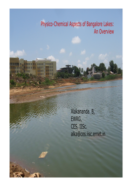 Physico-Chemical Aspects of Bangalore Lakes